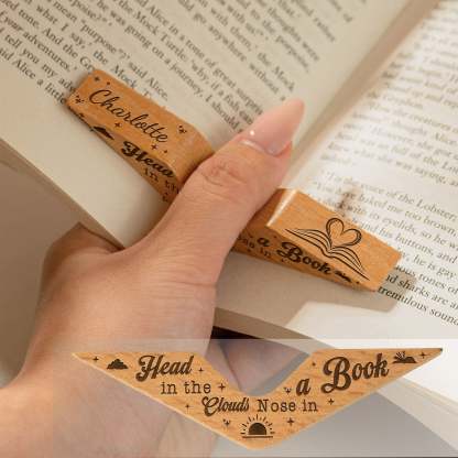 Head In The Clouds, Nose In A Book, Book Lover - Personalized Book Page Holder