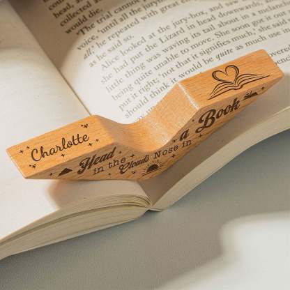 Head In The Clouds, Nose In A Book, Book Lover - Personalized Book Page Holder