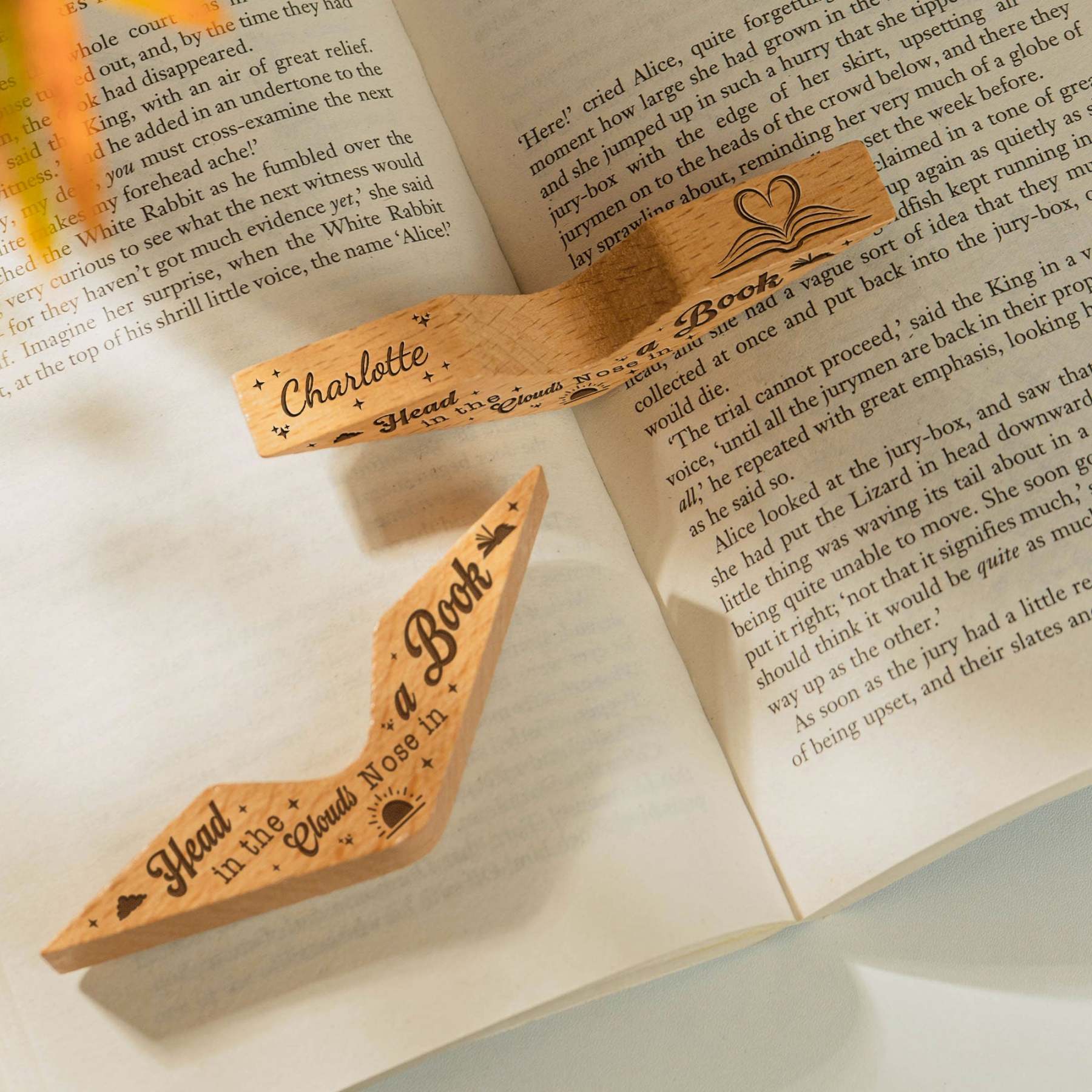 Head In The Clouds, Nose In A Book, Book Lover - Personalized Book Page Holder