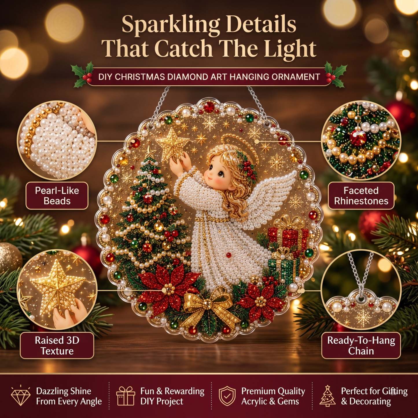  🎅✨DIY Christmas Pearl Diamond Art Hanging Ornament Kit