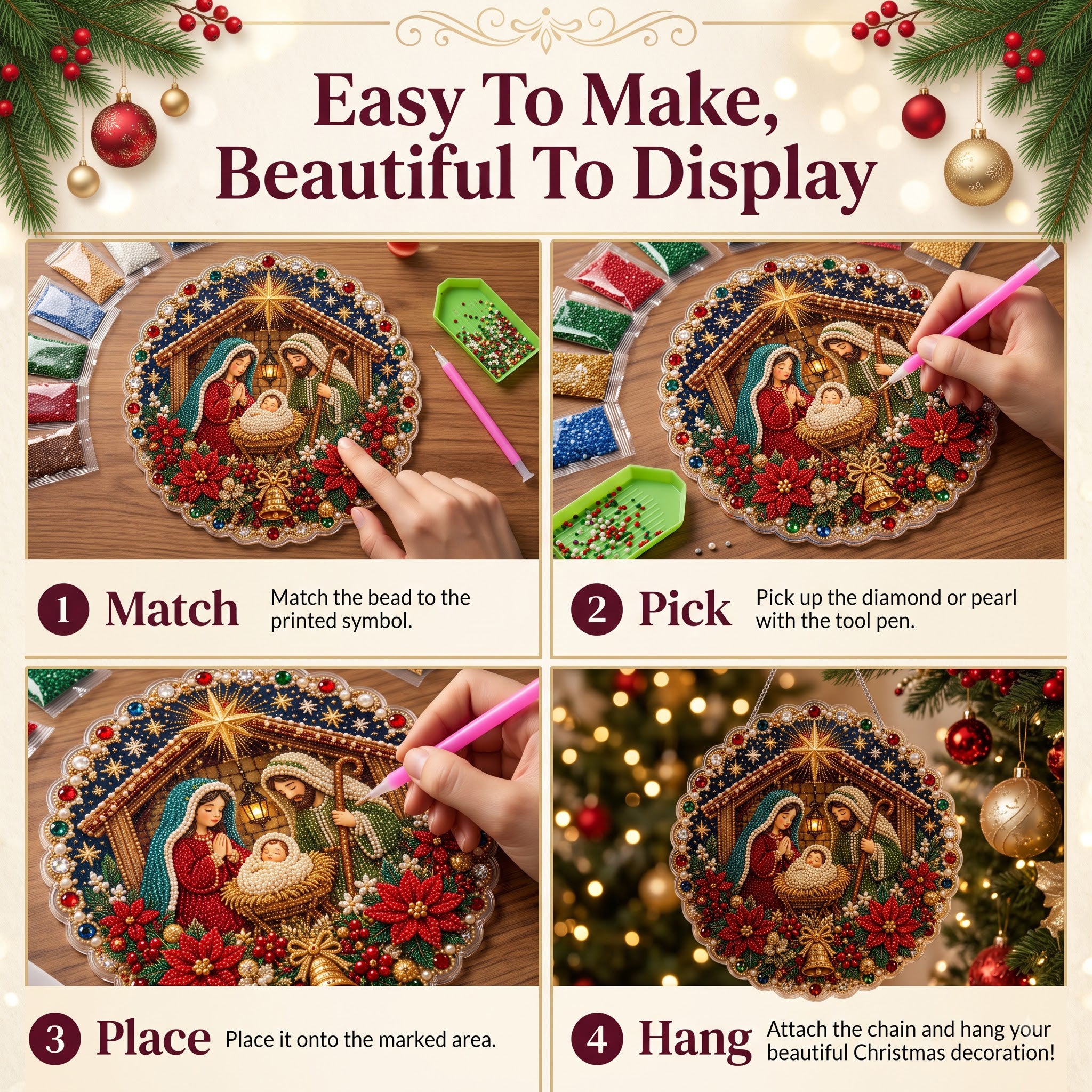 🎅✨DIY Christmas Pearl Diamond Art Hanging Ornament Kit