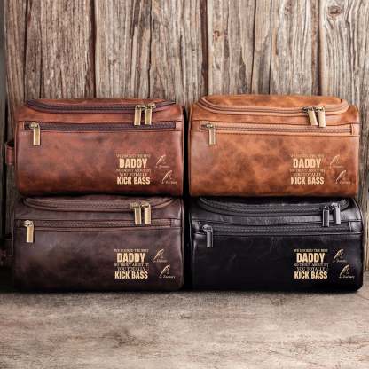 Hooked The Best Dad No Trout You Totally Kick Bass - Personalized Leather Toiletry Bag