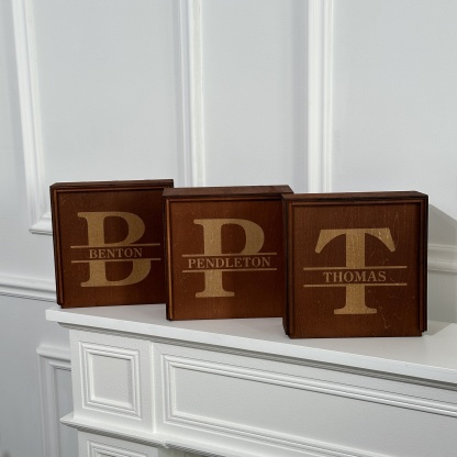 Personalized Name Walnut Cigar Ash Tray Set(Without Cigar)