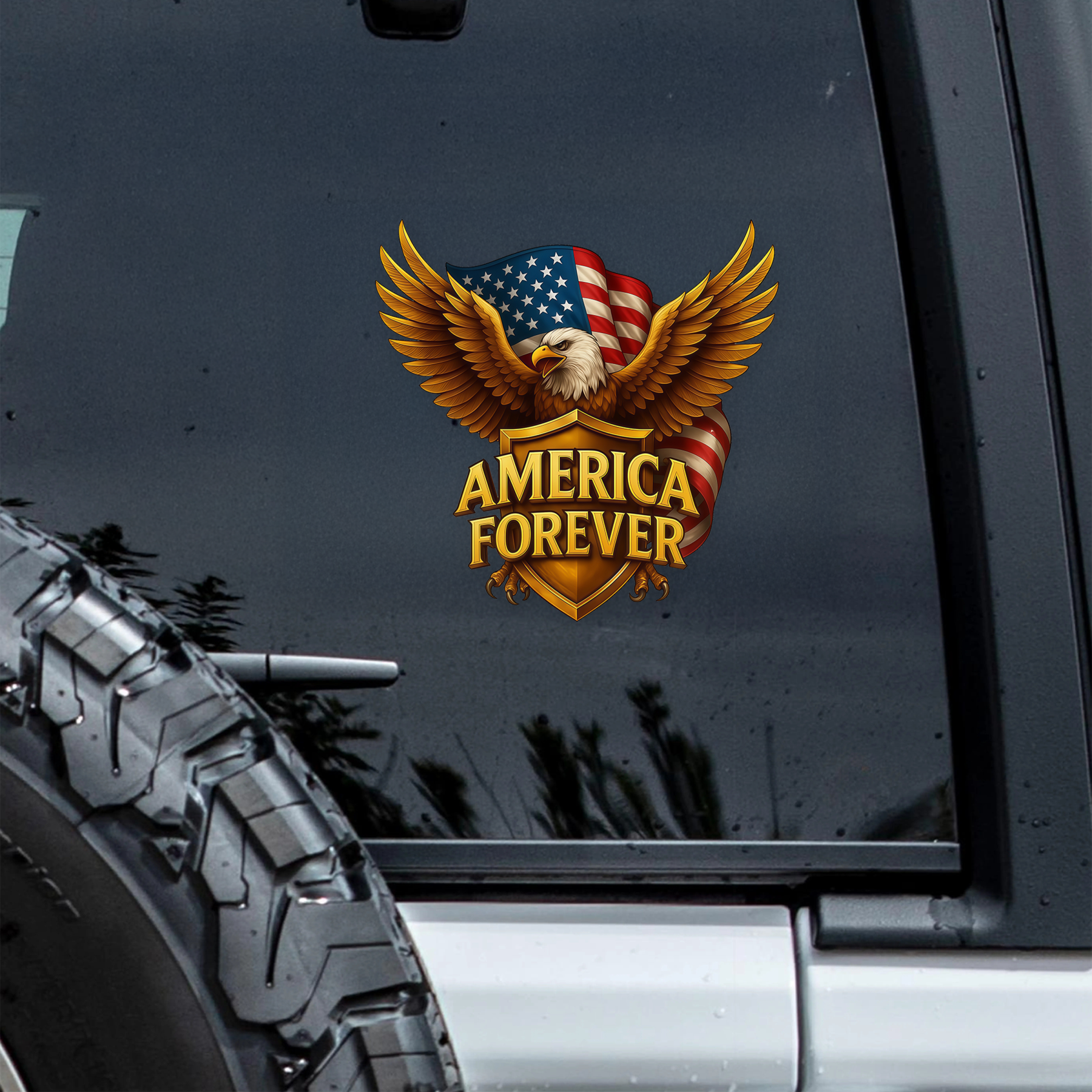 America Forever Golden Eagle Car Window Decal Sticker HO82 901048