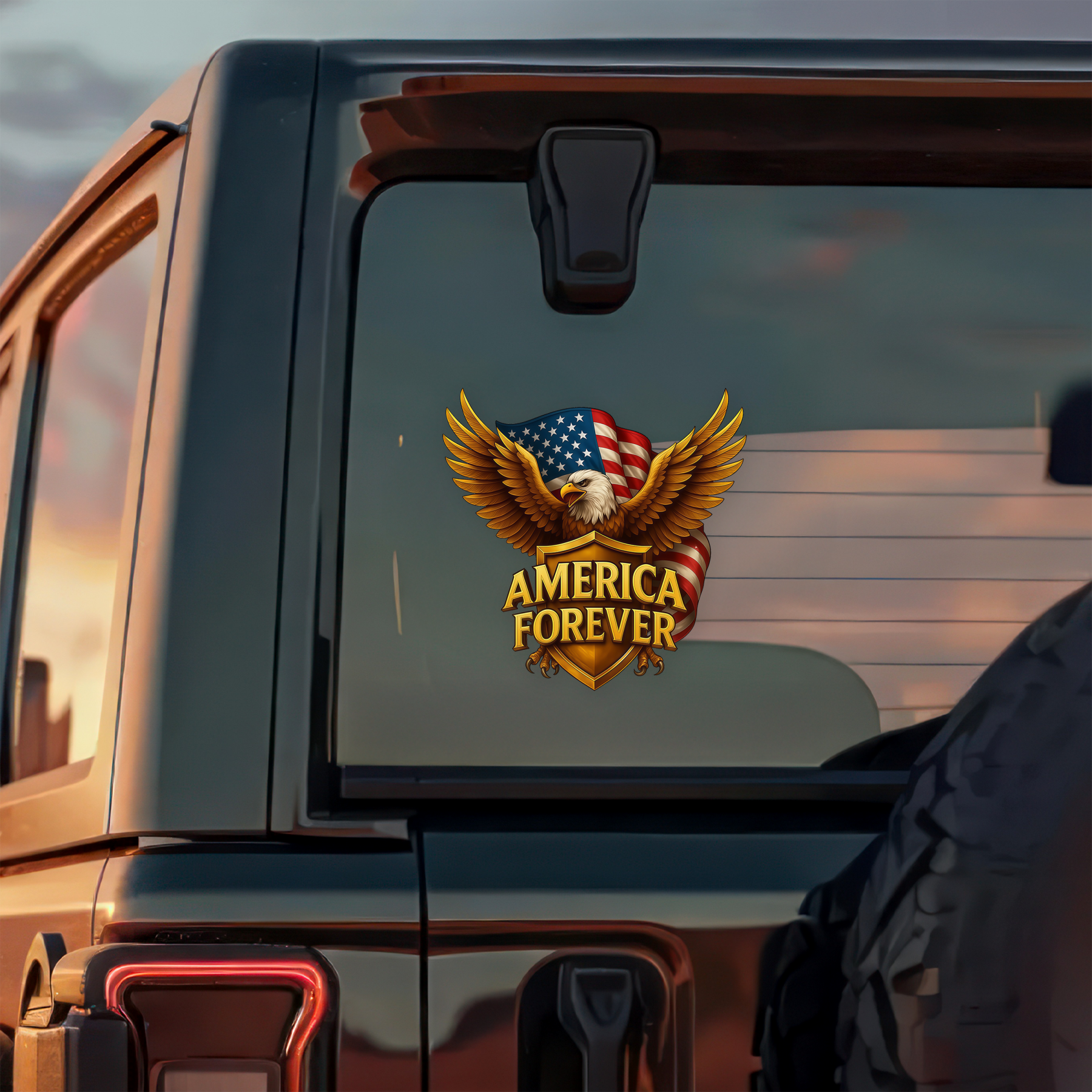 America Forever Golden Eagle Car Window Decal Sticker HO82 901048