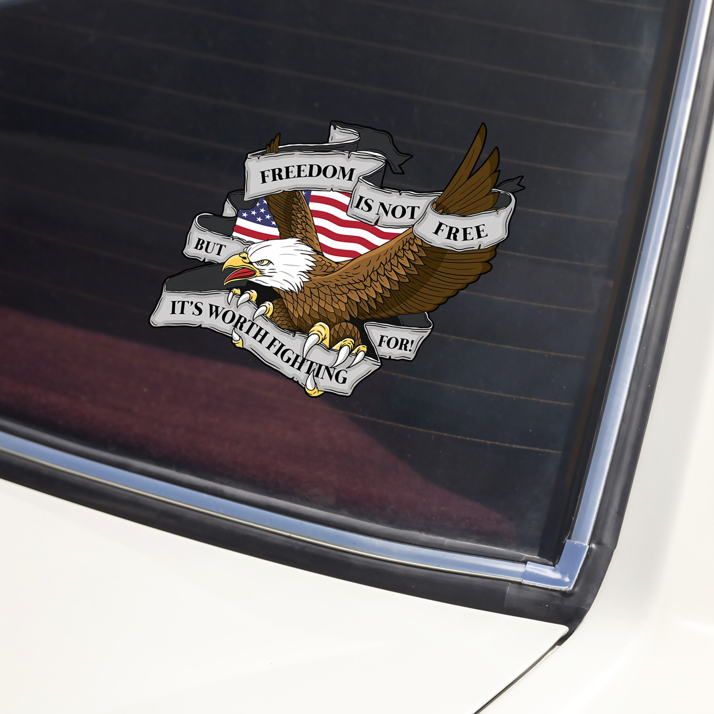 Freedom Is Not Free But Worth Fighting For Bald Eagle Car Window Decal Sticker LM32 897817