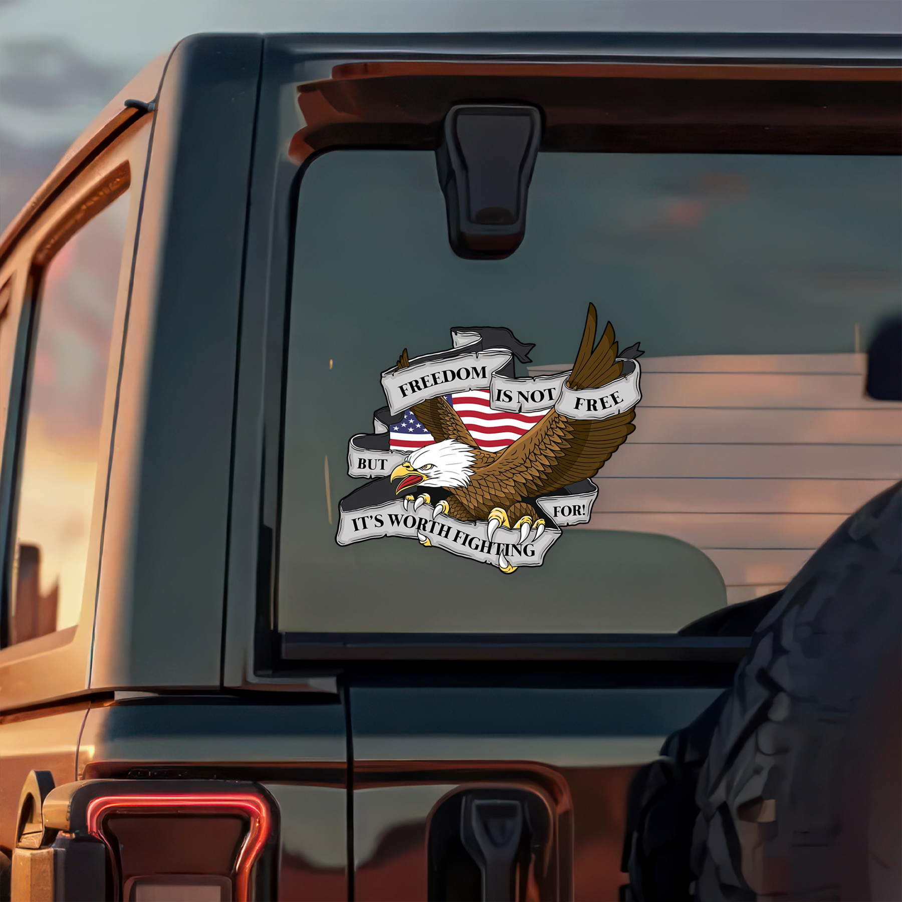 Freedom Is Not Free But Worth Fighting For Bald Eagle Car Window Decal Sticker LM32 897817
