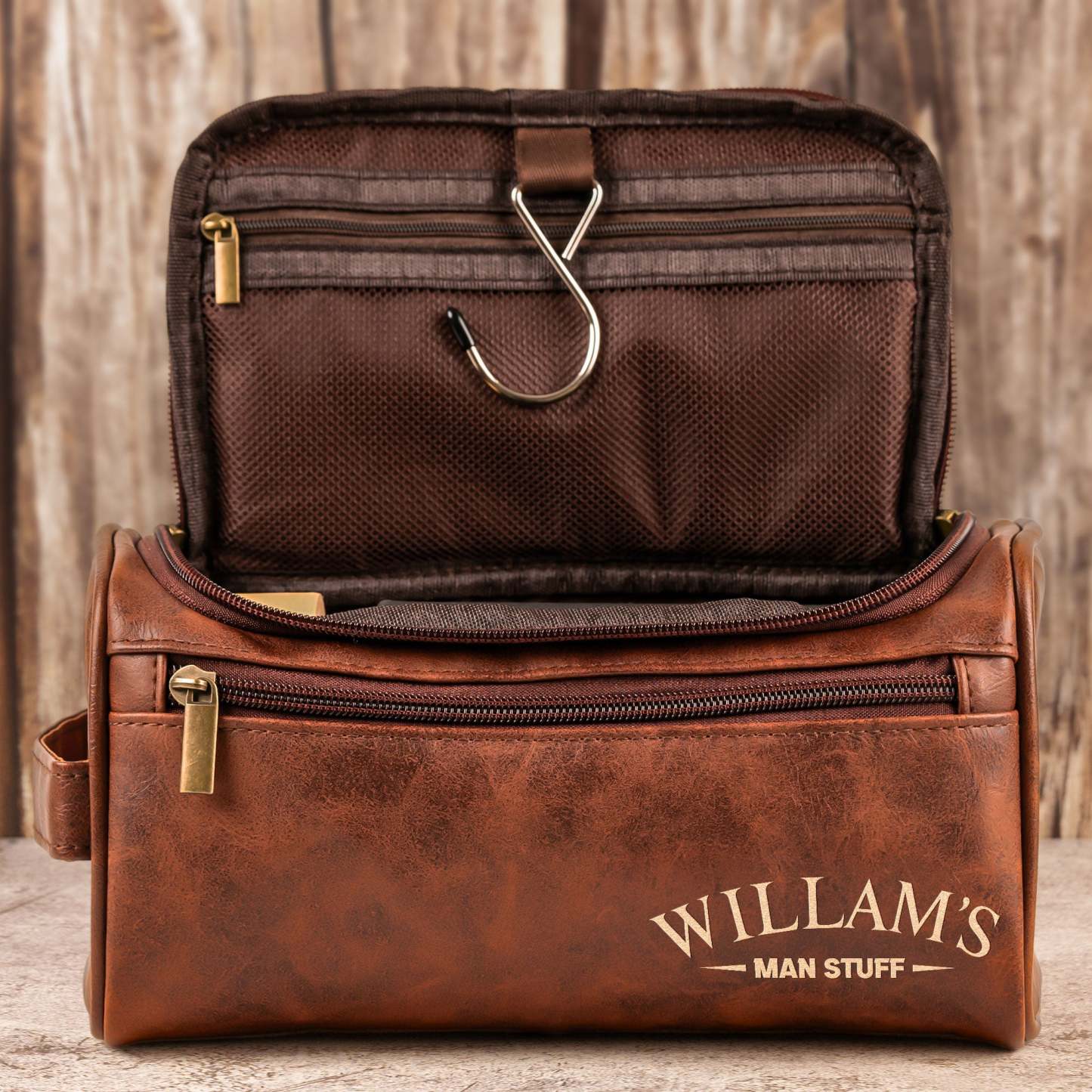 Man Stuff - Personalized Leather Toiletry Bag