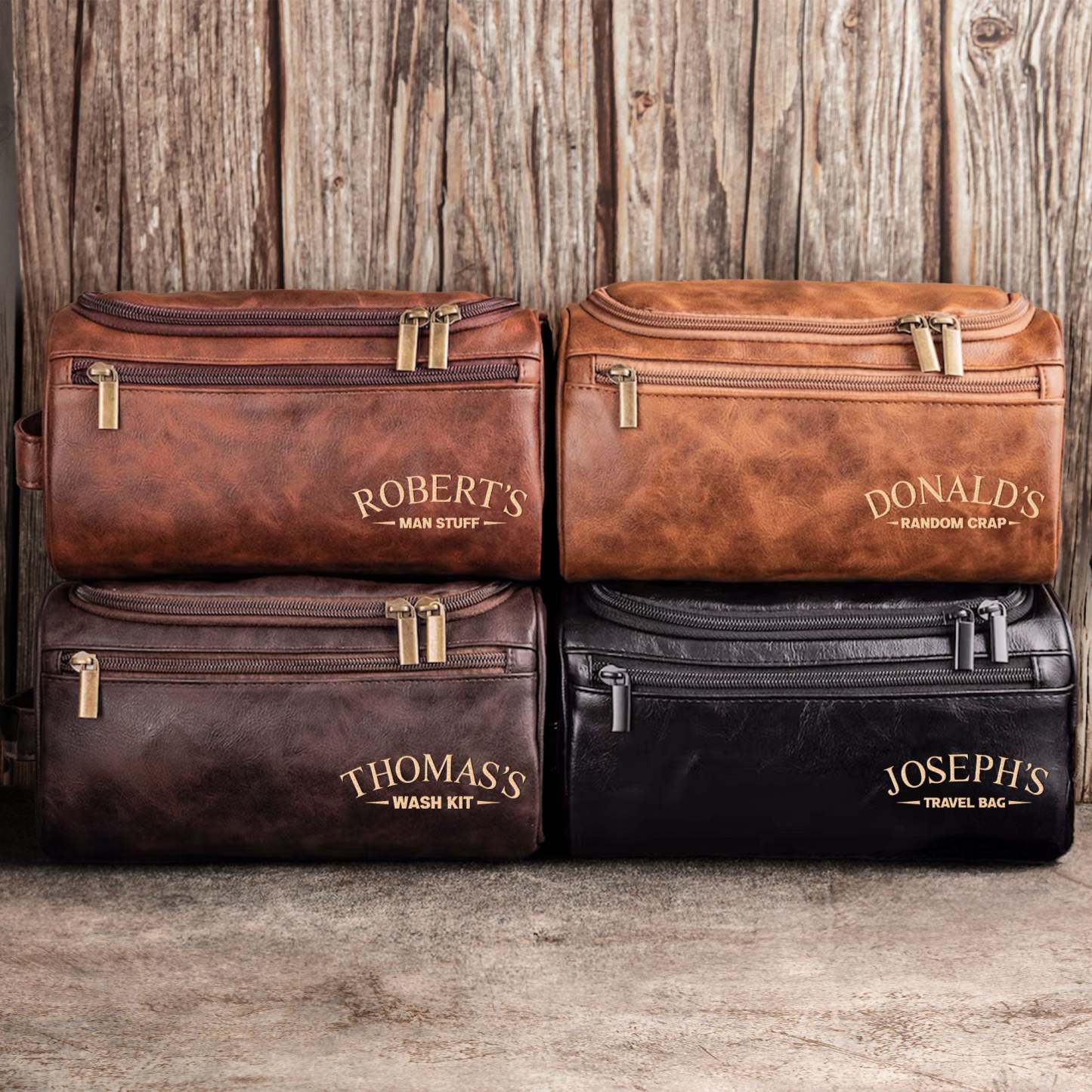 Man Stuff - Personalized Leather Toiletry Bag
