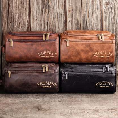 Man Stuff - Personalized Leather Toiletry Bag