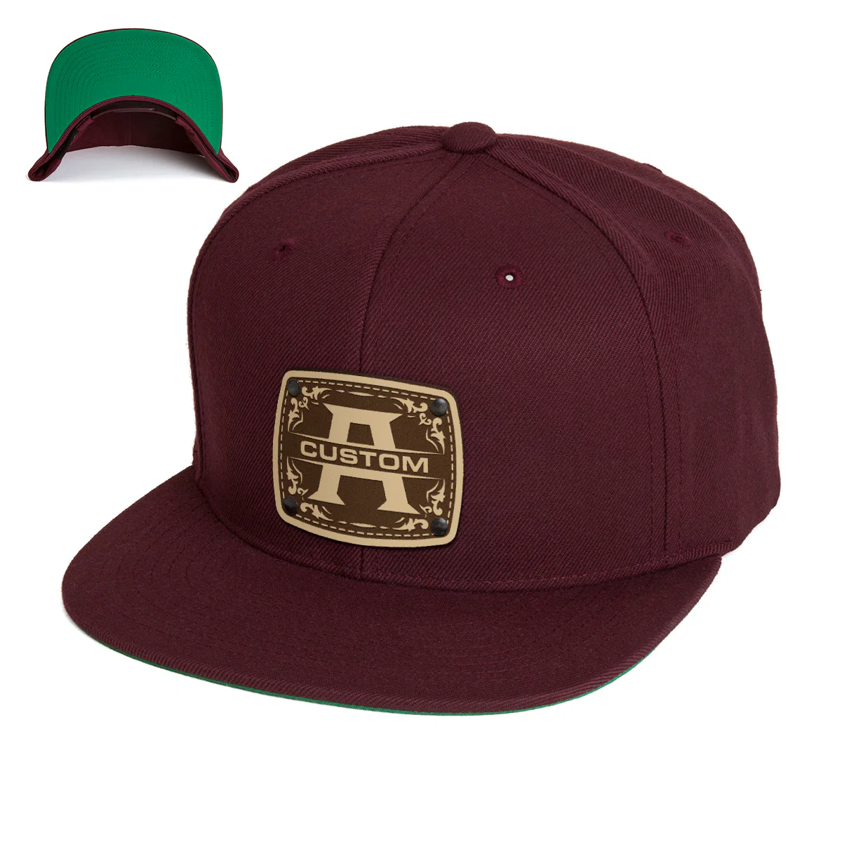 Custom Initials Hat with Engraved Leather Patch  / Monogram Custom Hat