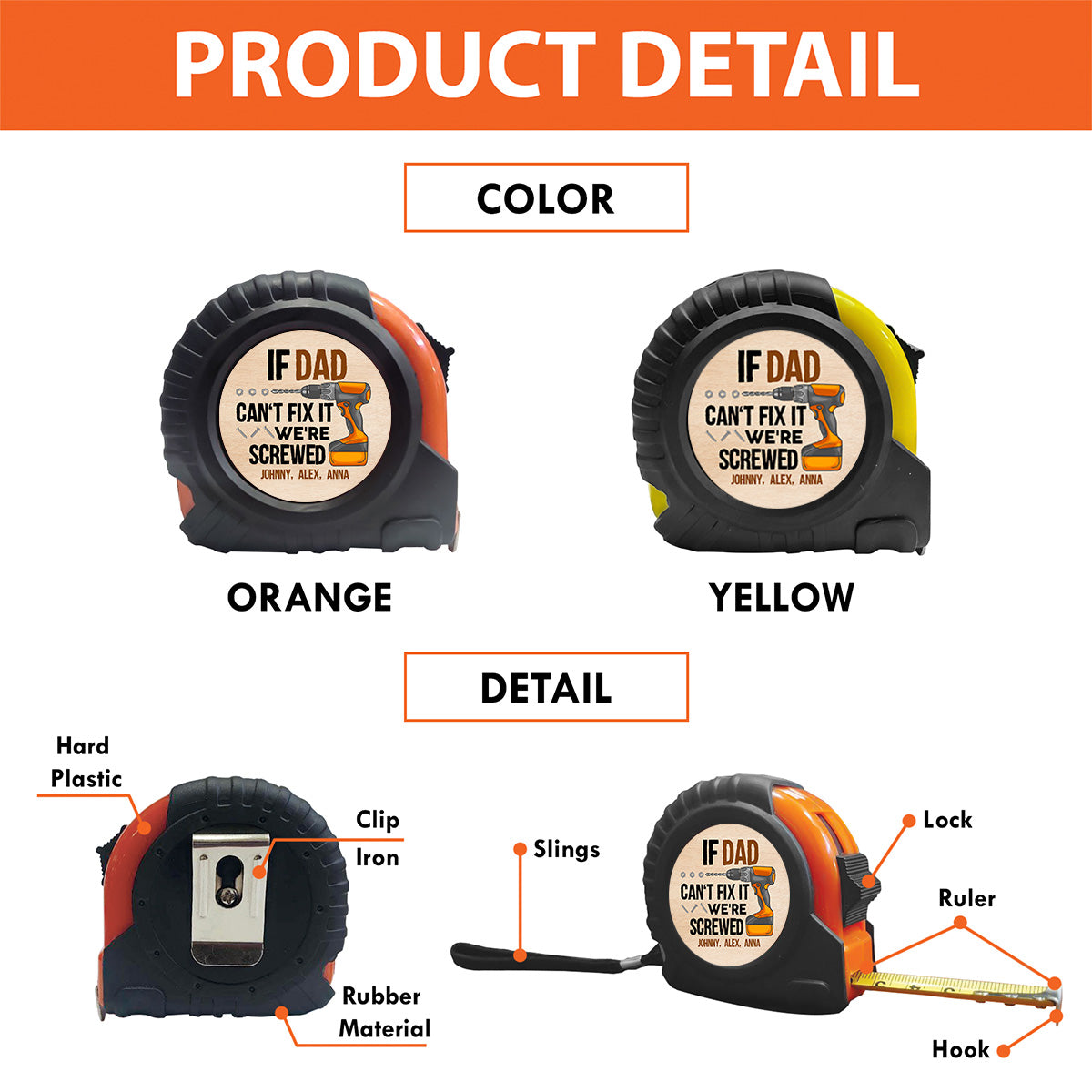 Daddy Fix It - Personalized Custom Tape Measure