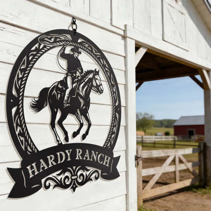 Cowboy Roping Horse Metal Monogram – Western Steel Decor