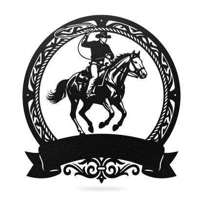 Cowboy Roping Horse Metal Monogram – Western Steel Decor