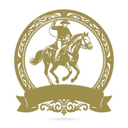 Cowboy Roping Horse Metal Monogram – Western Steel Decor
