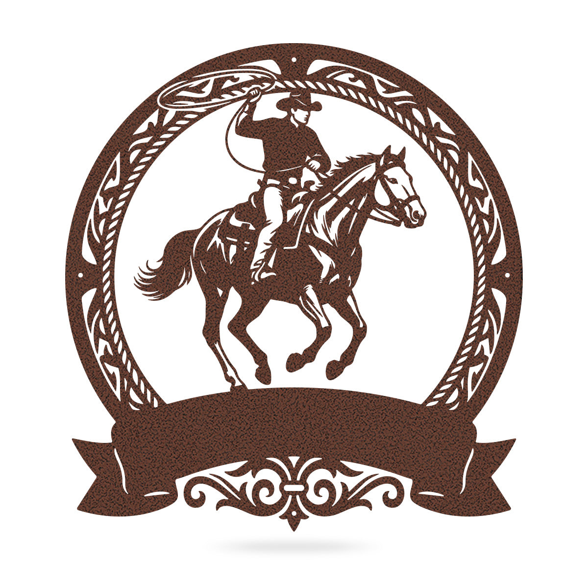 Cowboy Roping Horse Metal Monogram – Western Steel Decor