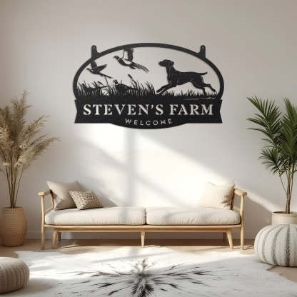 Pheasants & Dog Monogram Metal Wall Art