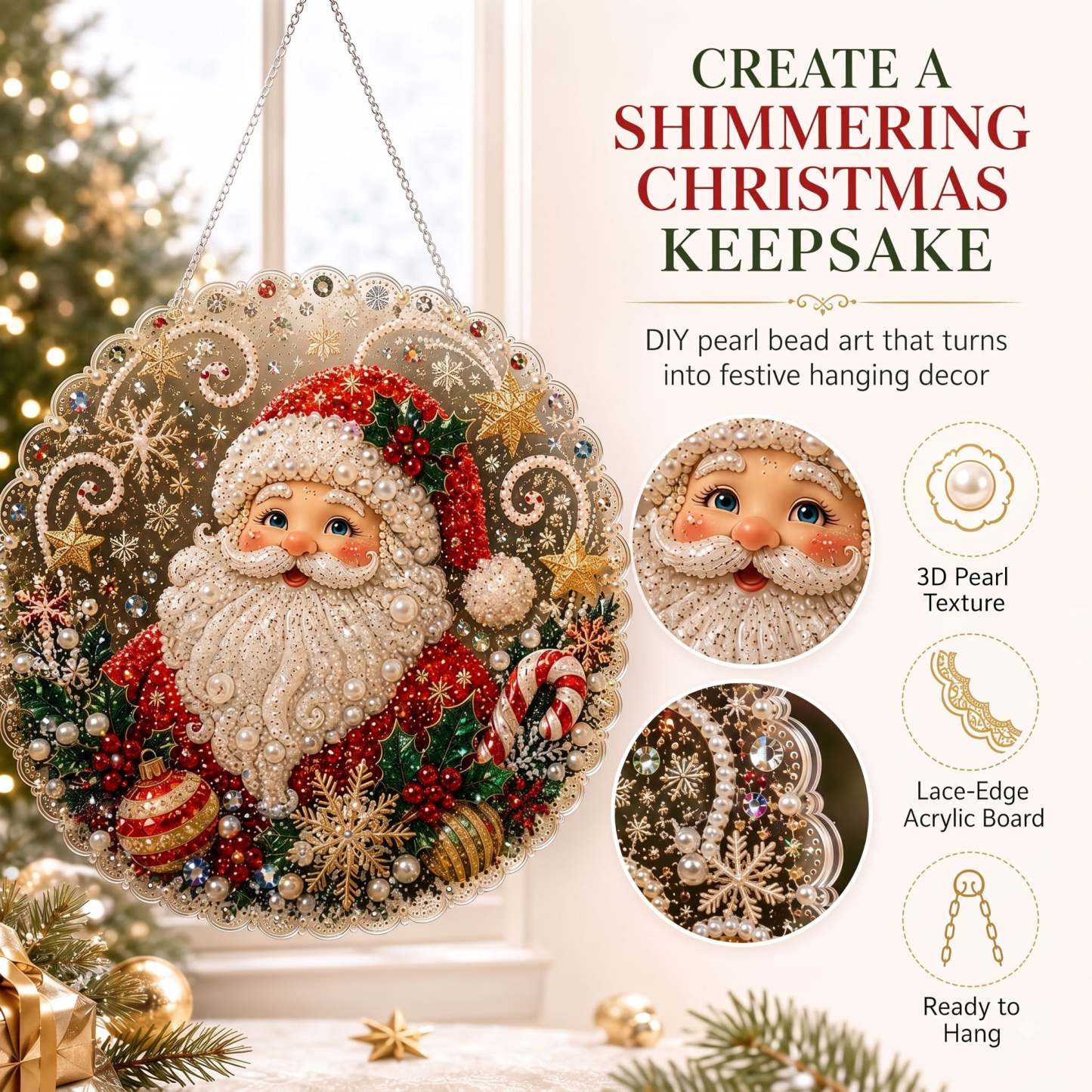 🎅✨Christmas Pearl Diamond Art Hanging Ornament Kit