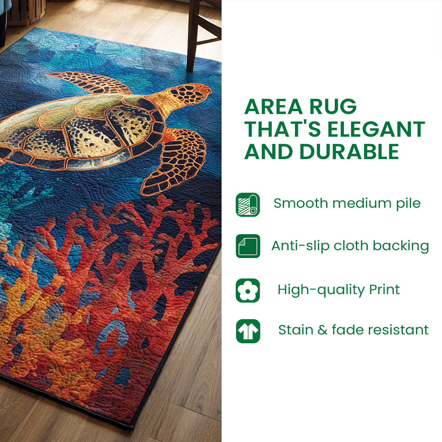Halloween Bone Spire Area Rug, Spooky Skeleton-Themed Seasonal Floor Decor with Anti-Slip Backing for Living Room, Bedroom and Entryway