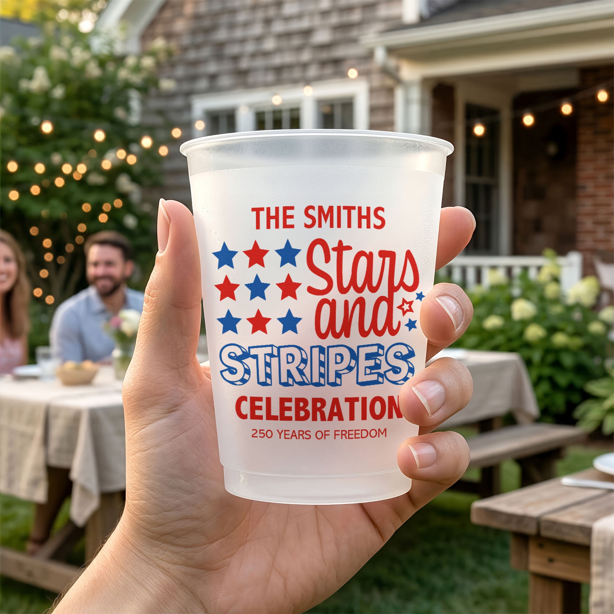 Personalized Stars and Stripes Cup for Independence Day, Custom Patriotic Drinkware for 250 Years of Freedom Celebration