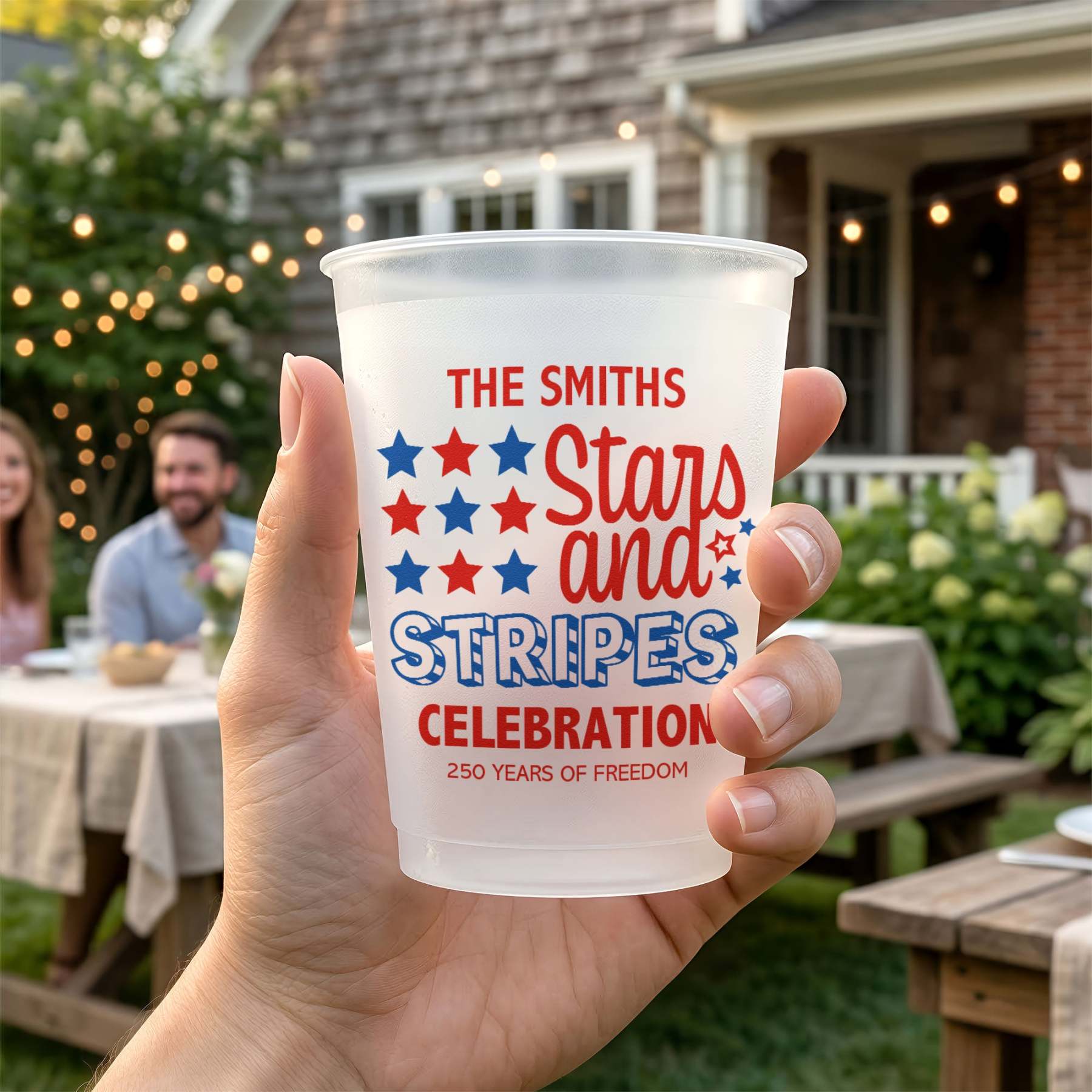 Personalized Stars and Stripes Cup for Independence Day, Custom Patriotic Drinkware for 250 Years of Freedom Celebration