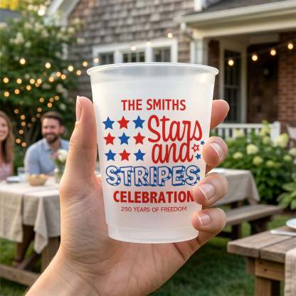 Personalized Stars and Stripes Cup for Independence Day, Custom Patriotic Drinkware for 250 Years of Freedom Celebration