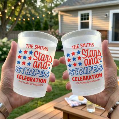 Personalized Stars and Stripes Cup for Independence Day, Custom Patriotic Drinkware for 250 Years of Freedom Celebration