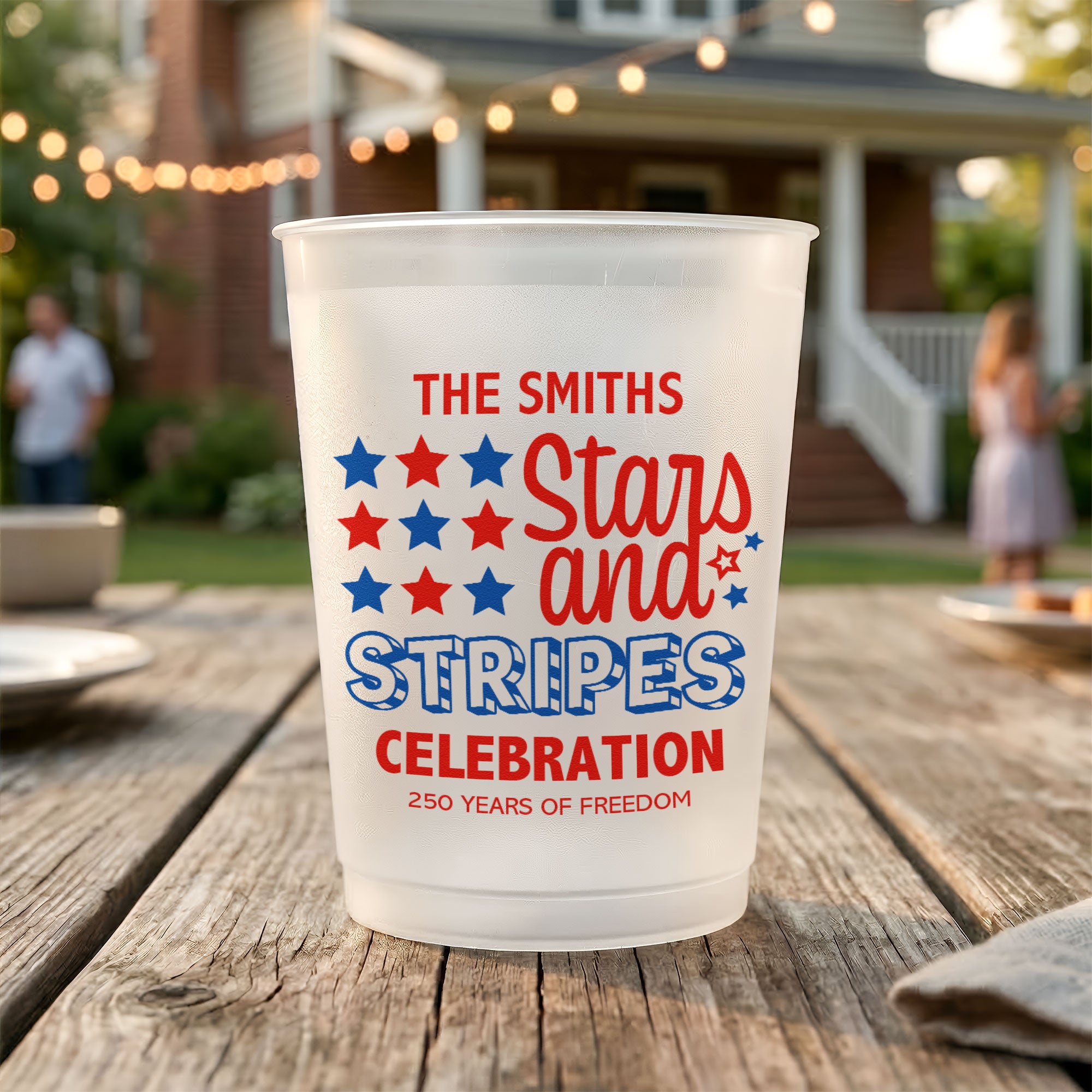 Personalized Stars and Stripes Cup for Independence Day, Custom Patriotic Drinkware for 250 Years of Freedom Celebration