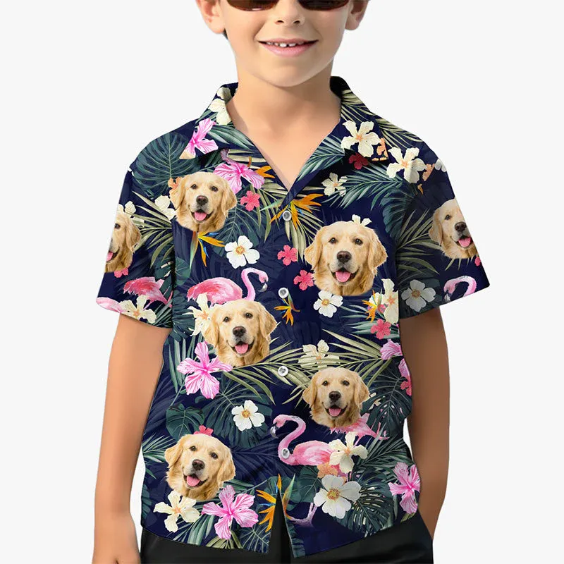 Custom Photo Kid Summer Time - Dog & Cat Personalized Custom Unisex Tropical Hawaiian Aloha Shirt - Summer Vacation Gift, Birthday Gift For Kids, Pet Owners, Pet Lovers