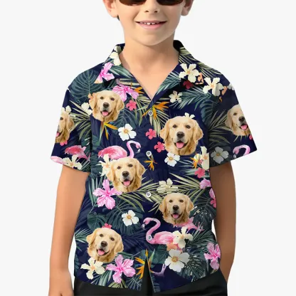 Custom Photo Kid Summer Time - Dog & Cat Personalized Custom Unisex Tropical Hawaiian Aloha Shirt - Summer Vacation Gift, Birthday Gift For Kids, Pet Owners, Pet Lovers