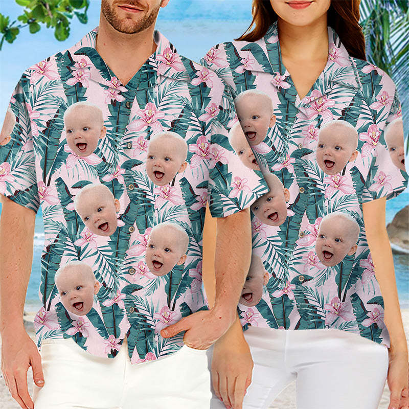 Custom Photo Tropical Vibes Only - Family Personalized Face Custom Unisex Tropical Hawaiian Aloha Shirt - Summer Vacation Gift, Gift For Family Members
