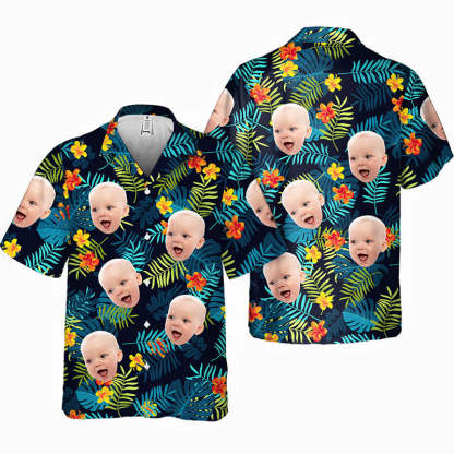 Custom Photo Tropical Vibes Only - Family Personalized Face Custom Unisex Tropical Hawaiian Aloha Shirt - Summer Vacation Gift, Gift For Family Members
