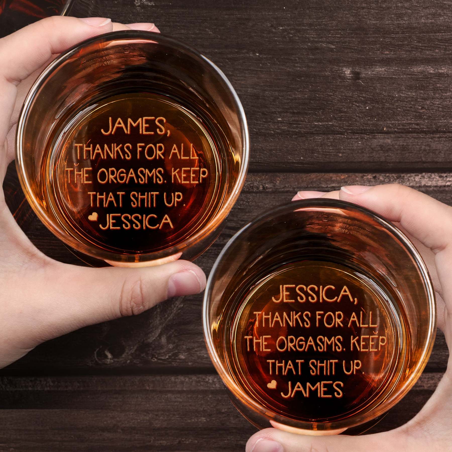 Thanks For All The Orgasms Anniversary Gift For Him - Personalized Engraved Whiskey Glass - Christmas Gift For Husband