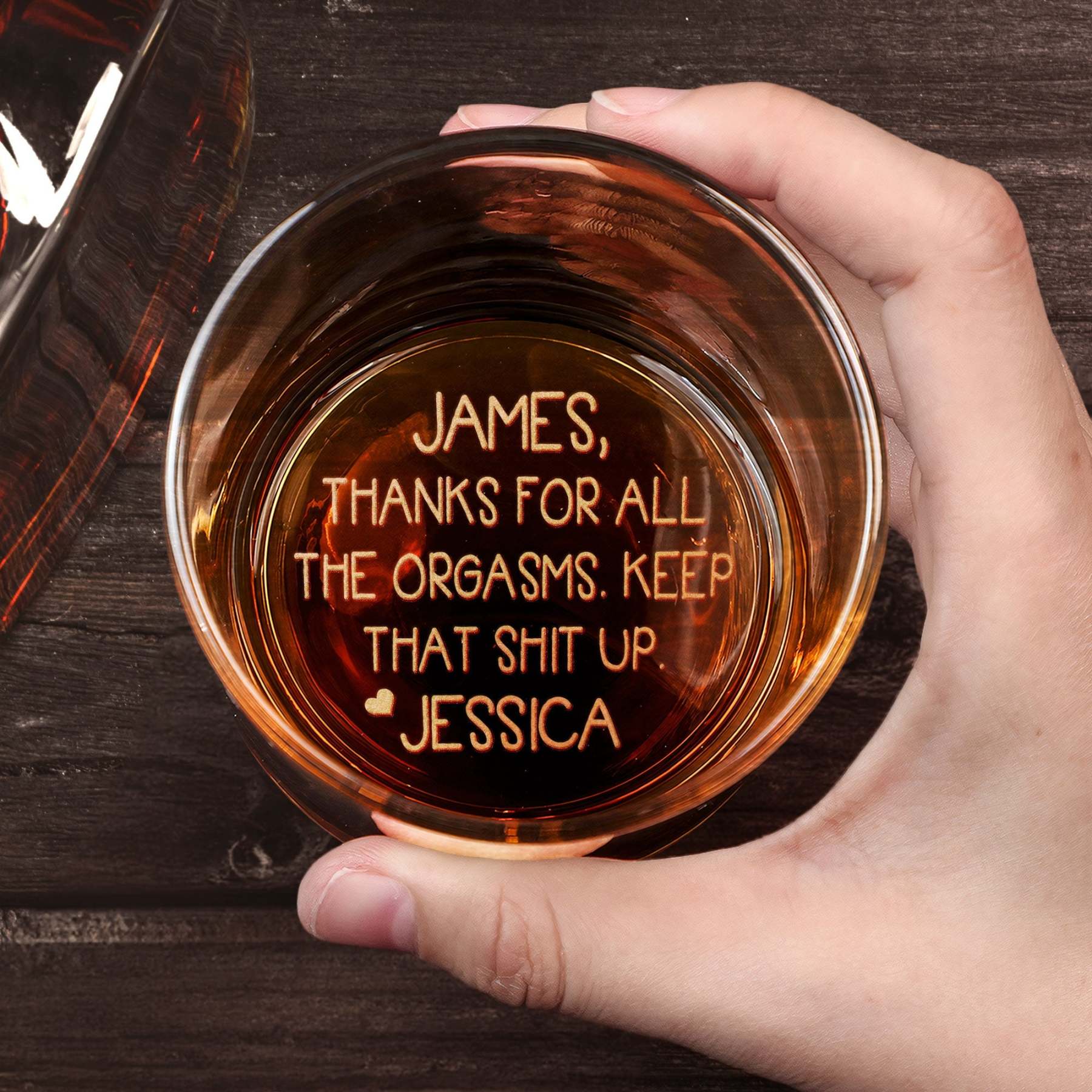 Thanks For All The Orgasms Anniversary Gift For Him - Personalized Engraved Whiskey Glass - Christmas Gift For Husband