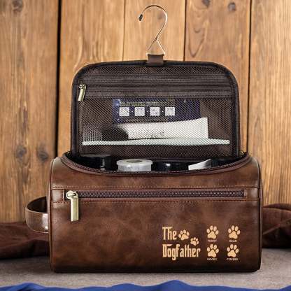 The Dogfather - Personalized Leather Toiletry Bag