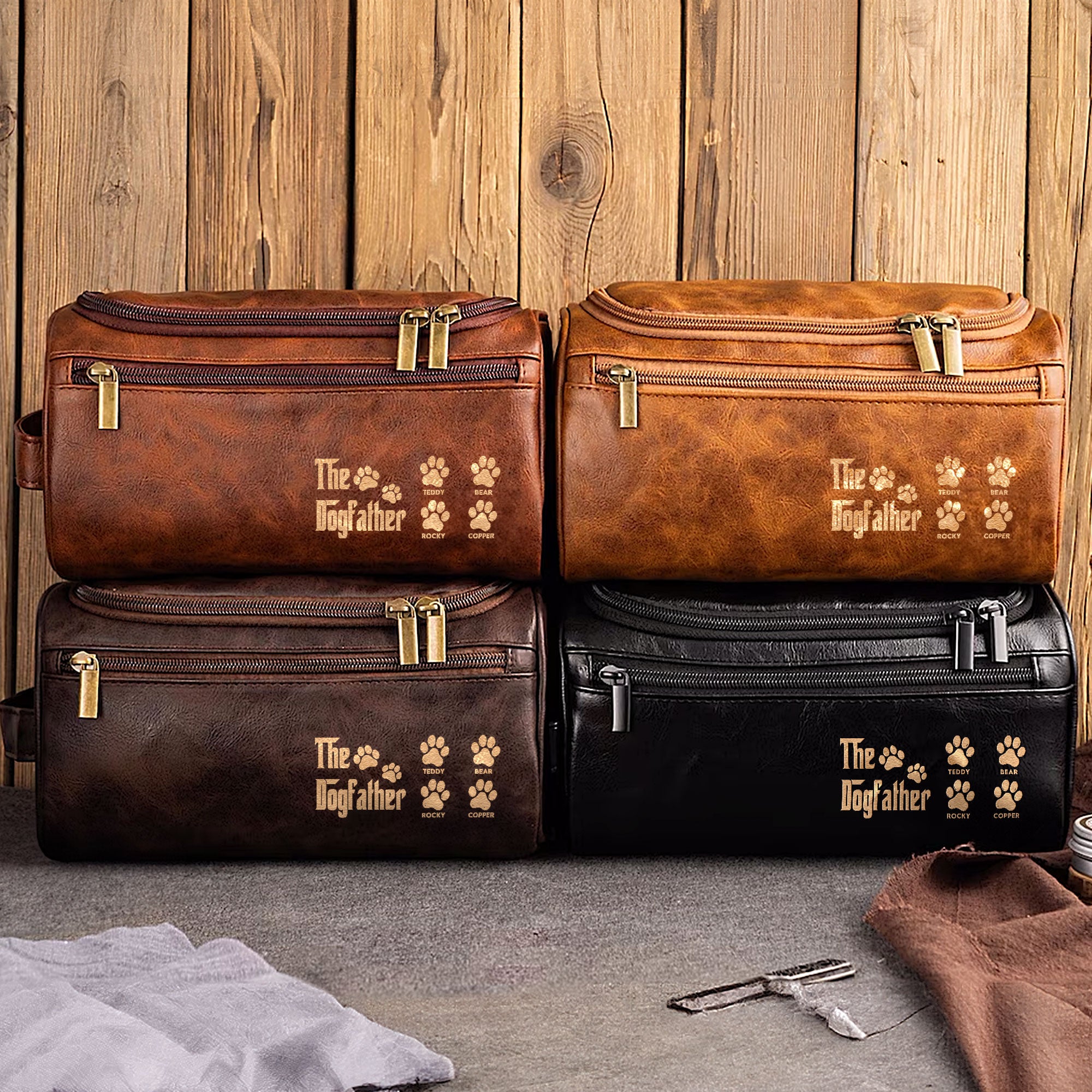 The Dogfather - Personalized Leather Toiletry Bag
