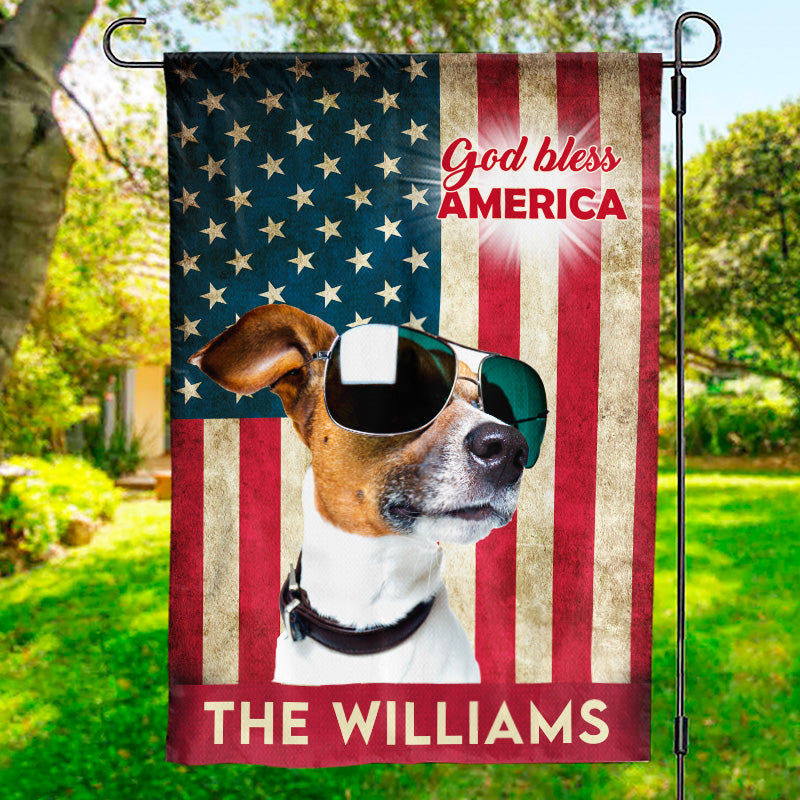 God Bless America Proud Dog - 4th Of July Decoration - Personalized Dog Flag