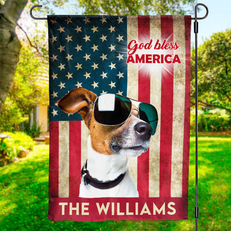 God Bless America Proud Dog - 4th Of July Decoration - Personalized Dog Flag