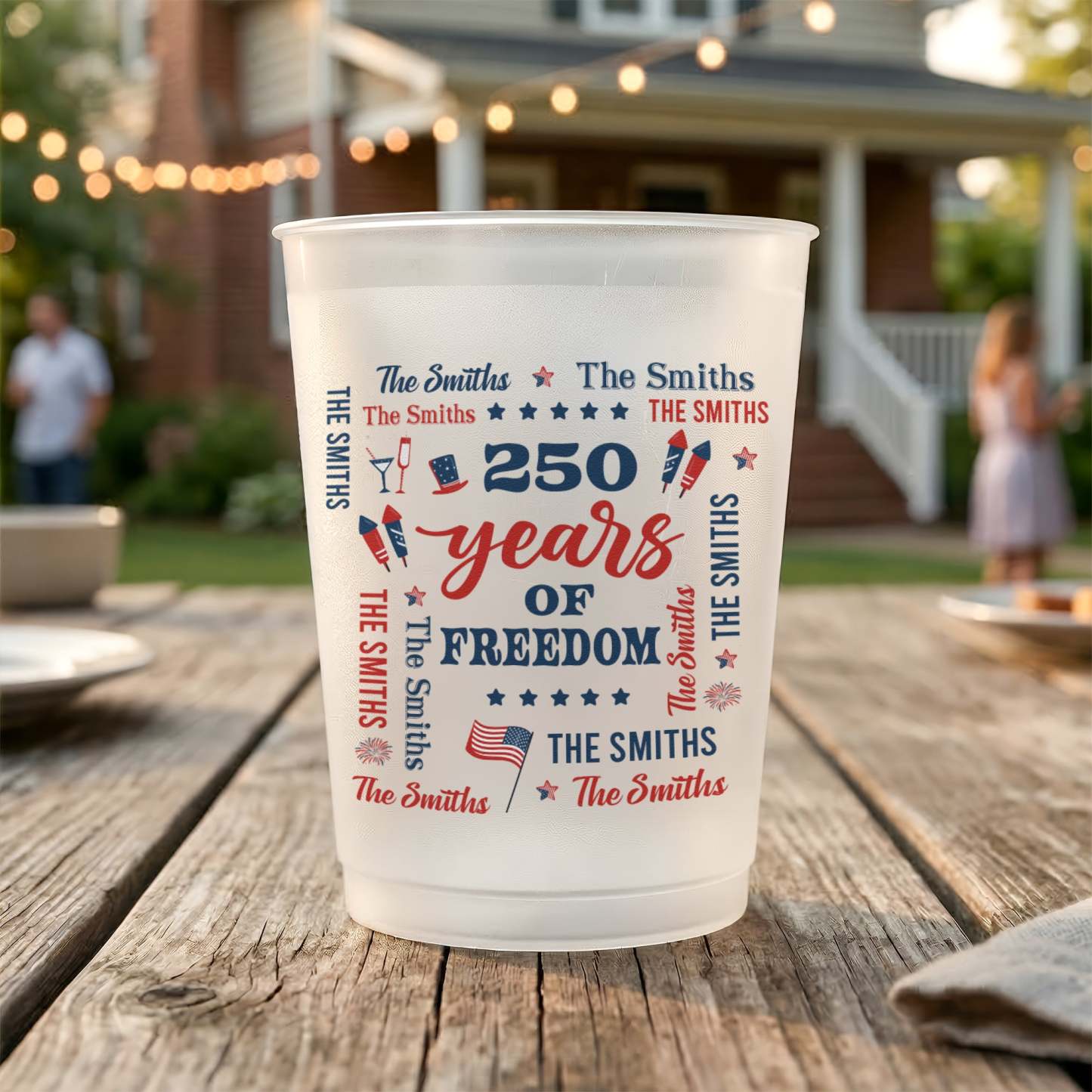 We The People Like To Party Patriotic Repeating Family Name - Personalized Cups