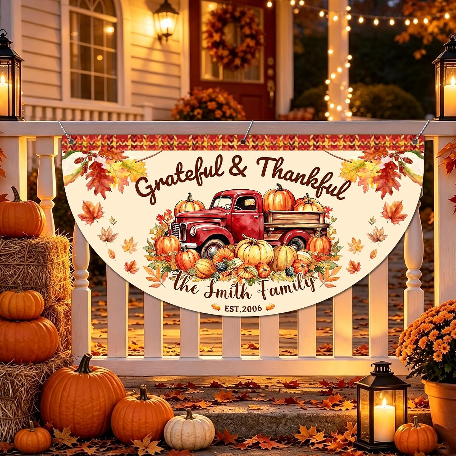 Custom Happy Fall Banner Personalized Thanksgiving Bunting Party Backdrop for Indoor & Outdoor