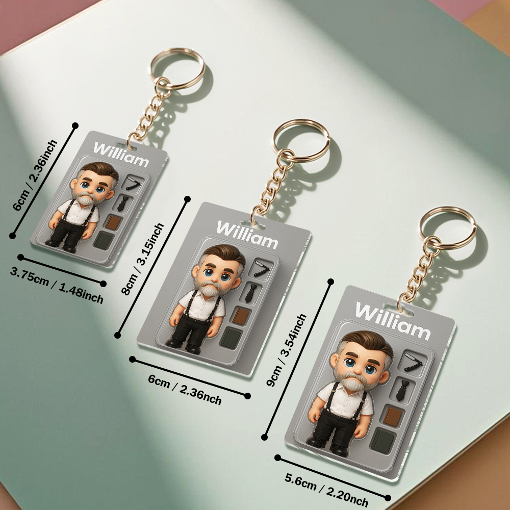 Fully Body Customizable Action Figure Pack Packaging Toy Box Style Art Gift Personalized 2D Printing Acrylic Keychain Gift for Him