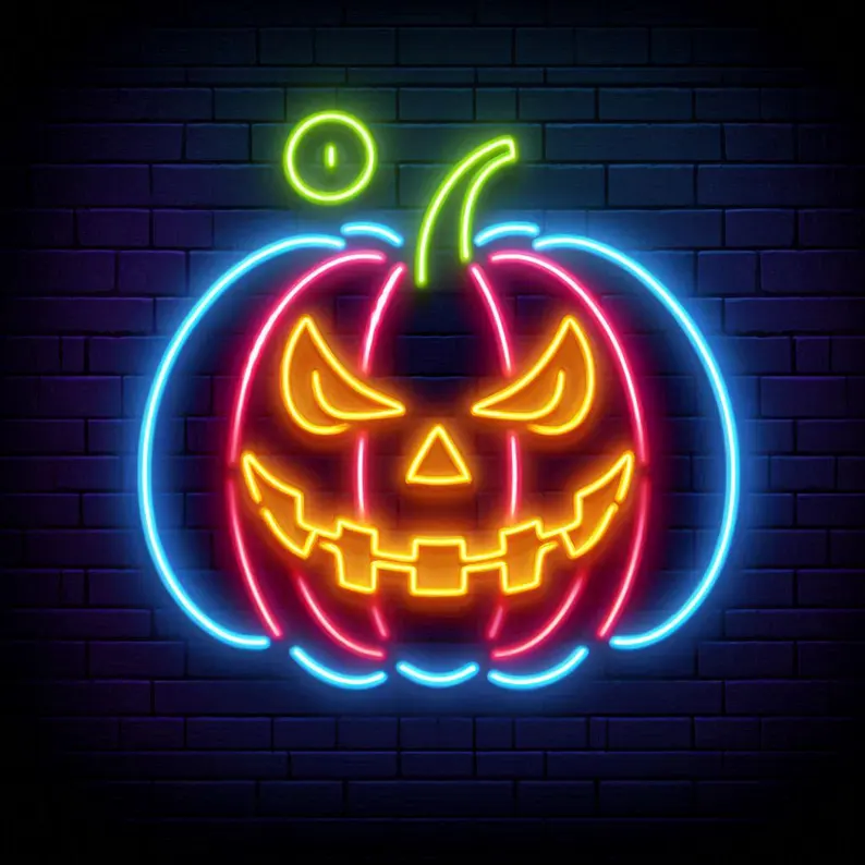 Custom Halloween Neon Wall Sign, Handmade LED Light Up Decor For Holiday & Parties