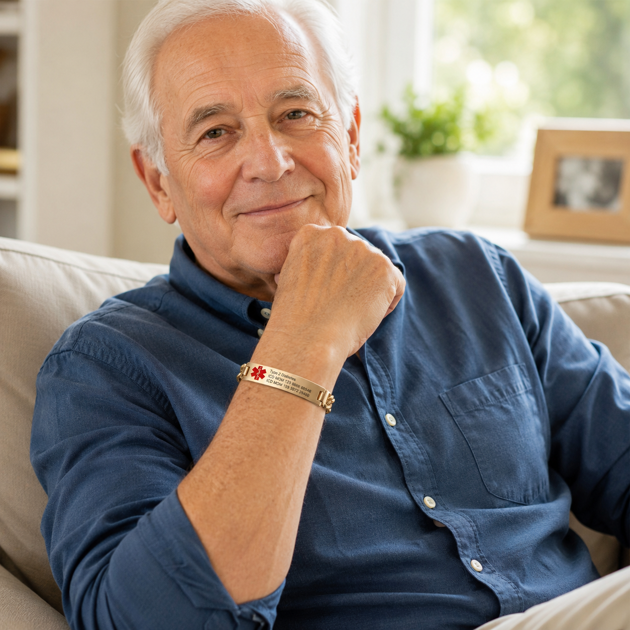 Personalized Medical ID Bracelet for Seniors, Custom Engraved Health Information Wristband for Daily Wear