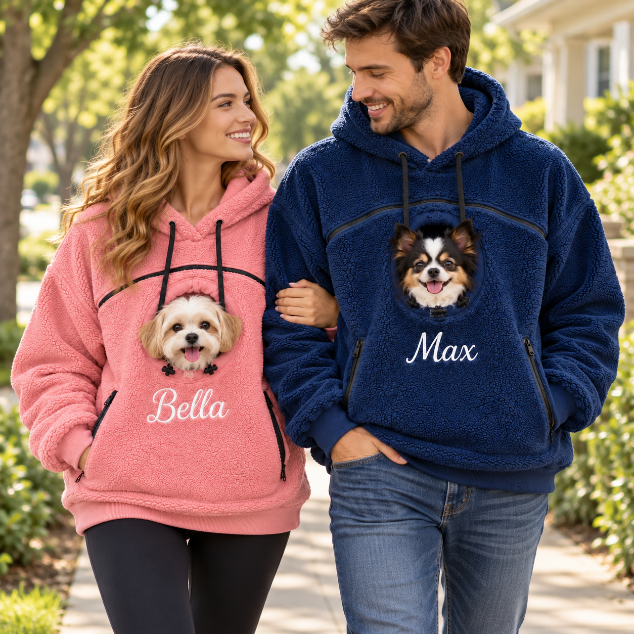 Custom Name Pet Pouch Sweatshirt | Warm Unisex Fleece Carrier Hoodie for Small Dogs & Cats