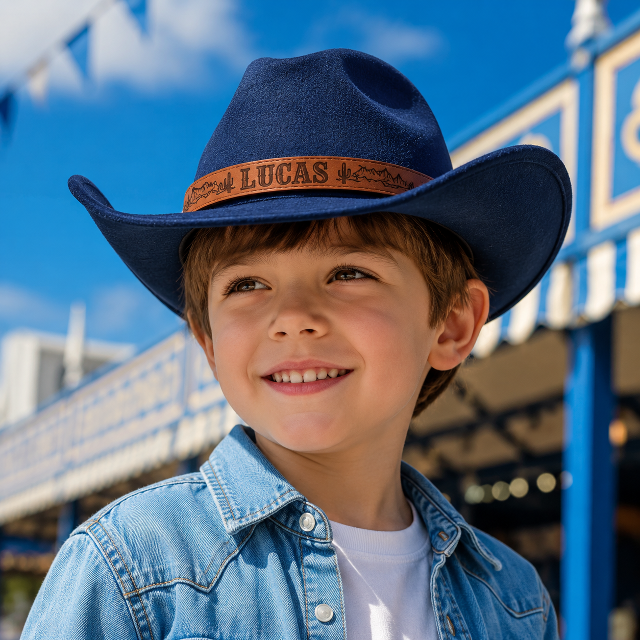 Personalized Cowboy Hat for Toddler Boys Girls, Western Hat for Kids Men Women, Custom Leather Patch Baby Cowgirl Hat