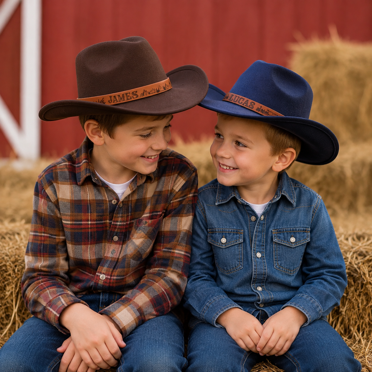 Personalized Cowboy Hat for Toddler Boys Girls, Western Hat for Kids Men Women, Custom Leather Patch Baby Cowgirl Hat
