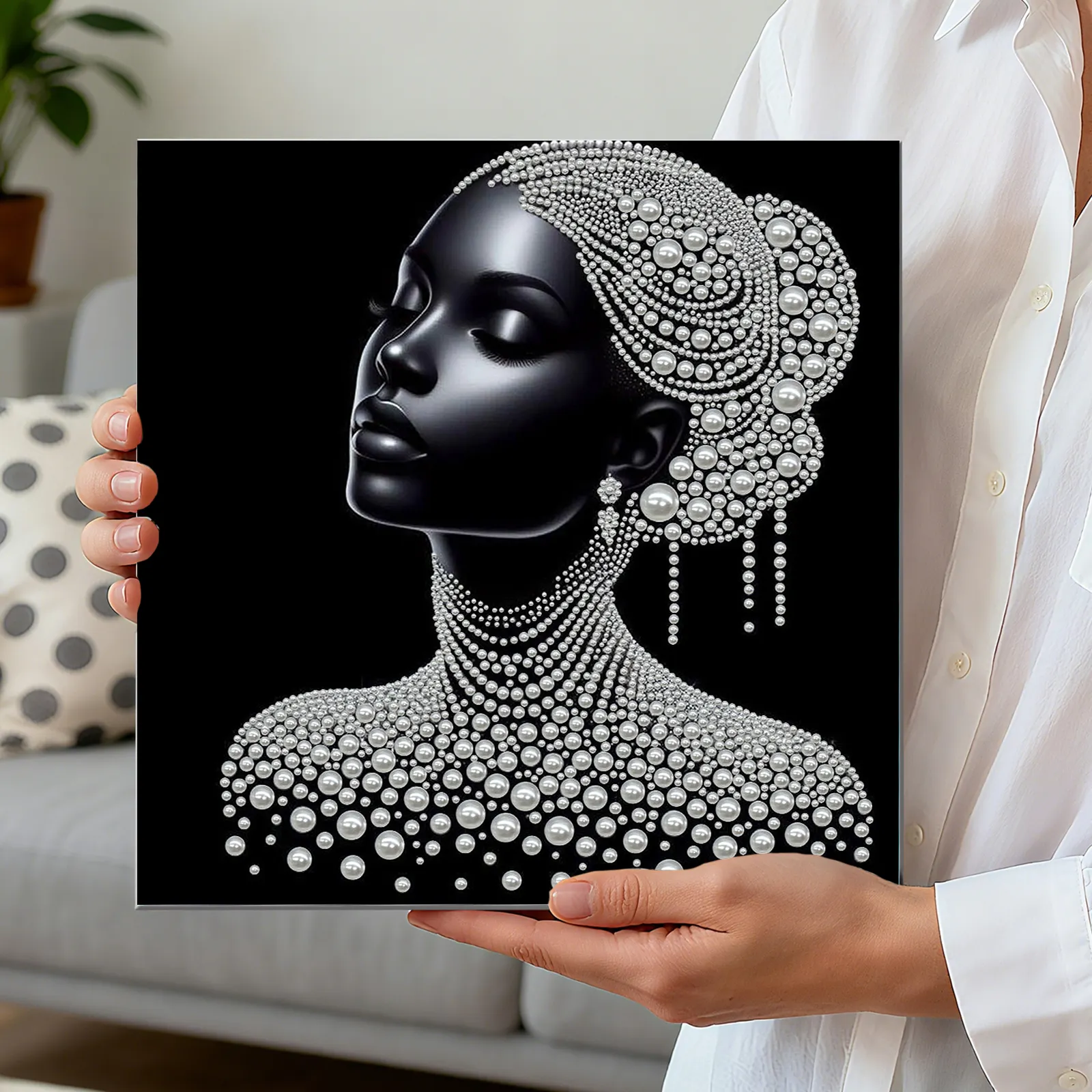Framed Gracelady - Pearls Painting Kit for Creativity DIY Pearl Dot Crafts for Gift Home Wall Decor 