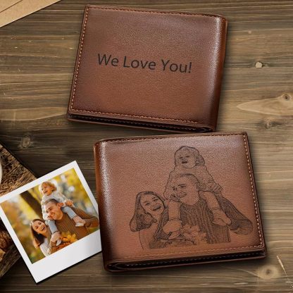 Personalized Photo Wallets for Men, Custom Name Mens Wallets for Him Boyfriend Husband Dad Men, Personalized Gifts Engraved Photo Name Text Wallets for Birthday Anniversary