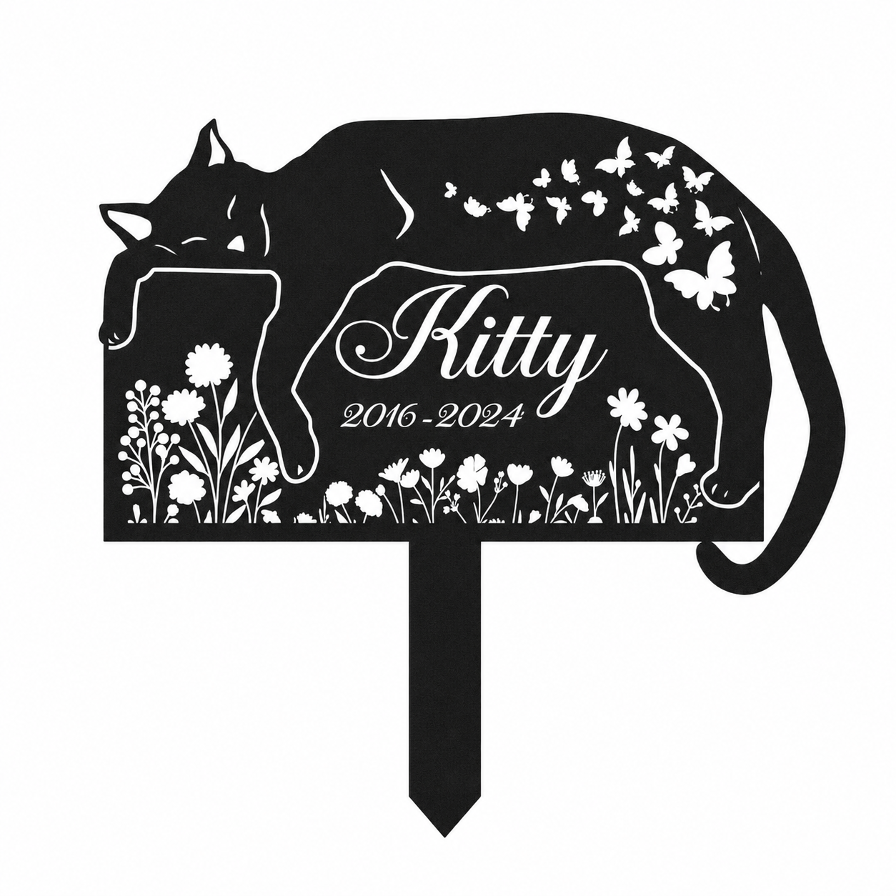 Personalized Cat Grave Marker – Custom Outdoor Pet Memorial Stone with Name and Years, Cat Headstones for Backyard or Pet Cemetery, Pets Grave Markers
