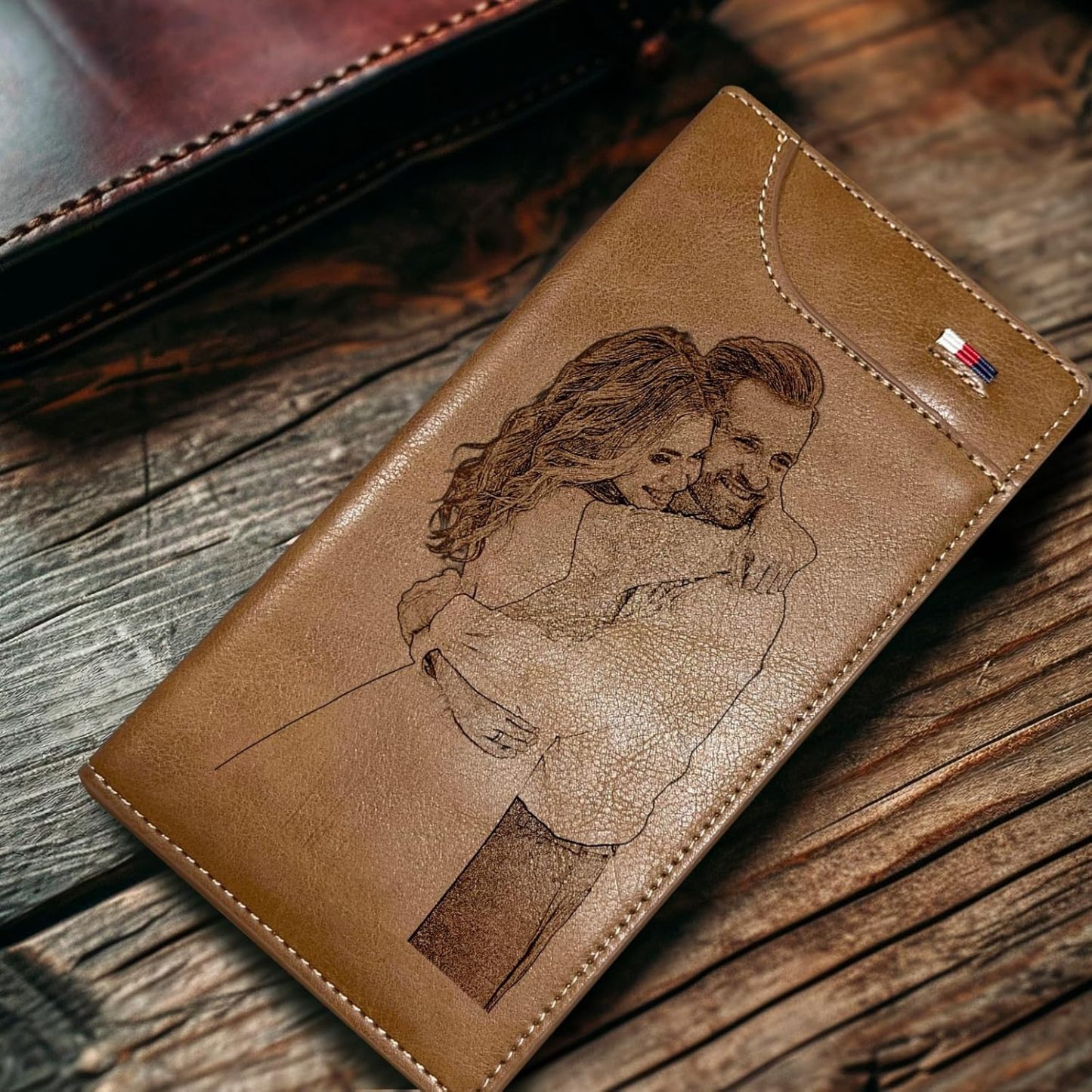 Custom Wallet for Men, Personalized Engraved Men's Wallet, Long Leather Men Wallet with Photo Name for Anniversary Birthday Wedding, Personalized Gifts for Him Dad Husband Groomsman Boyfriend
